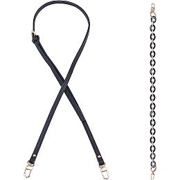 SUPERFINDINGS 2 Styles 39.4in/24.2in Purse Strap Replacement Leather Adjustable Crossbody Shoulder Straps Acrylic Cable Chain Bag Handles for Handbag Purse Making Supplies