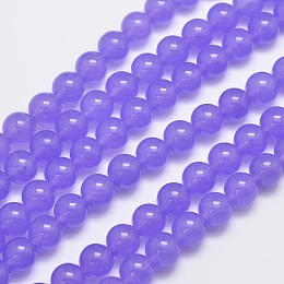 Honeyhandy Natural & Dyed Malaysia Jade Bead Strands, Round, Medium Purple, 10mm, Hole: 1.0mm, about 38pcs/strand, 15 inch