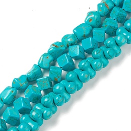 Synthetic Howlite Beads Strands, Dyed, Mixed Shapes, Dark Turquoise, 12~14x8~11x8mm, Hole: 1~1.5mm, about 38~76pcs/strand, 16.06~16.22(40.8~41.2cm), about 8 strands/500g