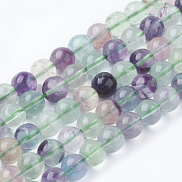 Honeyhandy Natural Fluorite Beads Strands, Grade A, Round, 8mm, Hole: 1mm