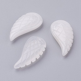 Honeyhandy Natural White Jade Pendants, Wing, 24.5x12x5mm, Hole: 1mm