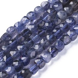 Honeyhandy Natural Cordierite/Iolite/Dichroite Beads Strands, Faceted, Cube, 4~4.5x4.5~5x4.5~5mm, Hole: 0.7mm, about 97pcs/strand, 15.63 inch(39.7cm)