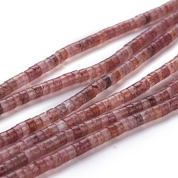 Honeyhandy Natural Strawberry Quartz Beads Strands, Heishi Beads, Flat Round/Disc, 4~4.5x2.5mm, Hole: 0.7mm, about 167pcs/strand, 15.43 inch(39.2cm)