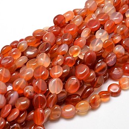 Honeyhandy Dyed Natural Carnelian Nuggets Beads Strands, Tumbled Stone, 4~8x6~9x5~7mm, Hole: 1mm, about 15.3 inch~15.7 inch