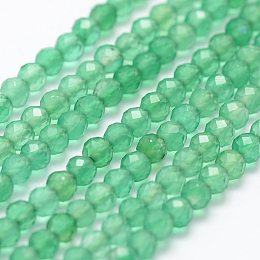 Honeyhandy Natural Green Agate Beads Strands, Faceted, Dyed, Round, 2mm, Hole: 0.5mm, about 175pcs/strand, 14.9 inch(38cm)