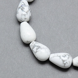 Honeyhandy Natural Howlite Gemstone Bead Strands, teardrop, 14~15x10mm, Hole: 1.5mm, about 28pcs/strand, 15.75 inch