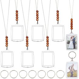 CHGCRAFT 8Pcs Plastic Rearview Mirror Car Picture Frame Car Rear View Mirror Hanging Accessories Small Photo Frame Pendant with Cotton Cords Wood Beads for Car Ornament Keychain Pet Collar