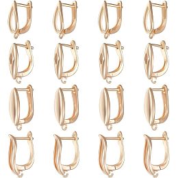 Beebeecraft 1 Box 16Pcs Crossover Hoop Earrings 18K Gold Plated Rhombic Oval Curved Horse Eye Tears Infinity Huggie Hinged Hoops Earrings with Loop for Jewelry Making Art DIY Crafts