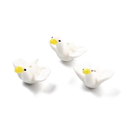 Honeyhandy Handmade Lampwork Beads, Goose, White, 25~29x21x13~16mm, Hole: 1.5~1.8mm