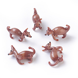 Honeyhandy Handmade Lampwork Puppy Home Display Decorations, 3D Cartoon Dog, Saddle Brown, 29~32x9~11x20~25mm