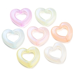 Honeyhandy Luminous Acrylic Beads, Glitter Beads, Glow in the Dark, Heart, Mixed Color, 25.5x28x5mm, Hole: 2.5mm, about 248pcs/500g