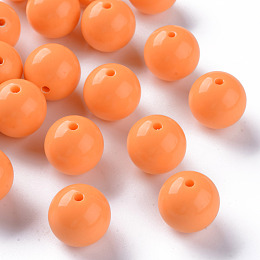 Honeyhandy Opaque Acrylic Beads, Round, Orange, 20x19mm, Hole: 3mm, about 111pcs/500g