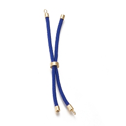 Honeyhandy Nylon Twisted Cord Bracelet Making, Slider Bracelet Making, with Eco-Friendly Brass Findings, Round, Golden, Medium Blue, 9 inch(22.8cm), Hole: 2.8mm, Single Chain Length: about 4-1/2 inch(11.4cm)