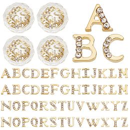 Olycraft Alloy Rhinestone Cabochon, Nail Art Decoration Accessories, Letter A~Z, Alphabet, Letter A~Z, 5~6.1x4.4~8x1.5mm, 26pcs/set, 4sets