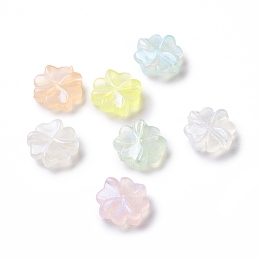 Honeyhandy Luminous Acrylic Beads, Glitter Beads, Glow in the Dark, Four Leaf Clover, Mixed Color, 15.5x16x5mm, Hole: 2mm, about 740pcs/500g