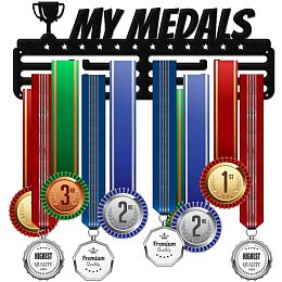 GLOBLELAND My Medals Medal Holder Display Hanger Rack Frame for Sport Race Metal Medal Hanger for Running Gymnastics Soccer Basketball Competitions,15.75x6Inches