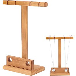 AHANDMAKER Wooden Headphone Stand, Over The Ear Wood Headset Holder Set Headphone Hanger Rack with Cable and Desk Organizer & Screws for Table Desk Universal Gaming Headset and Earphone Display