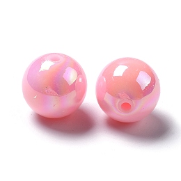 Honeyhandy Solid Color Acrylic Beads, AB Color Plated, Round, Pink, 20mm, Hole: 2mm, about 115pcs/500g