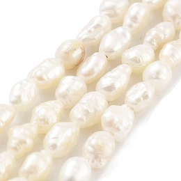 Natural Keshi Pearl Cultured Freshwater Pearl Beads Strands, Baroque Pearls, Grade 3A, Rice, Snow, 2~3mm, Hole: 0.3mm, about 37pcs/strand, 7.09''(18cm)