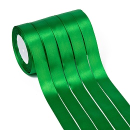 Honeyhandy Single Face Satin Ribbon, Polyester Ribbon, Green, 1 inch(25mm) wide, 25yards/roll(22.86m/roll), 5rolls/group, 125yards/group(114.3m/group)