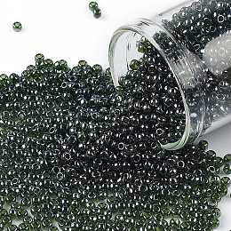 TOHO Round Seed Beads, Japanese Seed Beads, (119) Transparent Luster Olivine, 11/0, 2.2mm, Hole: 0.8mm, about 1110pcs/bottle, 10g/bottle