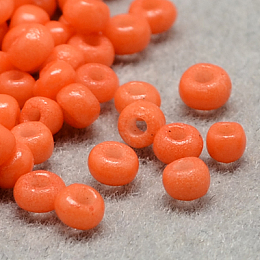 FGB 12/0 Round Glass Seed Beads, Baking Paint, Dark Orange, 12/0, 2x1.5mm, Hole: 0.7mm, about 30000pcs/bag