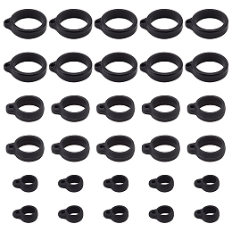 GORGECRAFT 30PCS 3 Sizes Anti-Lost Silicone Rubber Ring Black Adjustable Band 20mm/ 13mm/ 8mm Inner Diameter Loss-proof Pendant Holder for Pens Protective Device Keychains Office Daily Sport Supplies