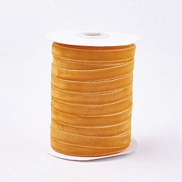 Honeyhandy Single Face Velvet Ribbon, Orange, 3/8 inch(9.5~10mm), about 50yards/roll(45.72m/roll)