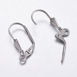 Honeyhandy 304 Stainless Steel Hoop Earrings, Leverback Hoop Earrings, Stainless Steel Color, 19.5x11x5.5mm, Hole: 1.5mm, pin: 0.8mm