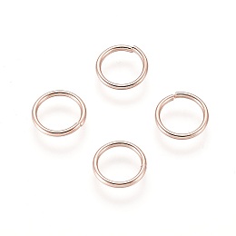 Honeyhandy 304 Stainless Steel Open Jump Rings, Rose Gold, 8x0.9mm, Inner Diameter: 6.5mm