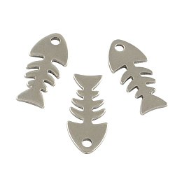 NBEADS 200pcs Stainless Steel Fishbone Pendants Charms Pendants 18x8mm for Crafting Jewelry Making Accessory