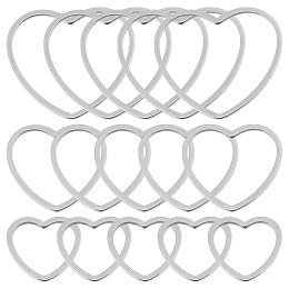 SUNNYCLUE 1 Box 60Pcs Heart Linking Rings Stainless Steel Open Bezel Charms Connectors Hollow Links Valentine's Day Heart Love Charms Metal Resin Frame Charm for Jewelry Making Charms Adult DIY Craft