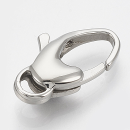 Honeyhandy 304 Stainless Steel Lobster Claw Clasps, Oval, Stainless Steel Color, 20x11x5mm, Hole: 2x4.5mm