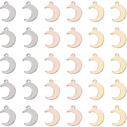 UNICRAFTALE About 120pcs 3 Colors Crescent Moon Pendants Stainless Steel Charms 1mm Hole Pendant Double Horn Metal Charm for DIY Jewelry Making