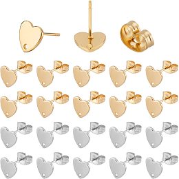 UNICRAFTALE 24pcs Heart Stud Earring Hypoallergenic Earrings Stainless Steel Love Disc Stud Earrings for Jewelry Making 8x8mm