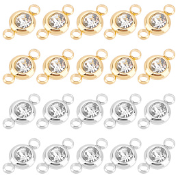 UNICRAFTALE 20pcs 2 Colors Glass Connector Charms 12x6.5mm Stainless Steel Crystal Rhinestone Link Charms Flat Round Diamond Connectors Linking Charm for Jewelry Making