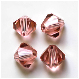 Honeyhandy Imitation Austrian Crystal Beads, Grade AAA, Faceted, Bicone, Flamingo, 10x9~10mm, Hole: 0.9~1.6mm