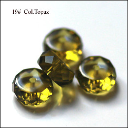 Honeyhandy Imitation Austrian Crystal Beads, Grade AAA, Faceted, Flat Round, Olive, 8x3.5mm, Hole: 0.9~1mm