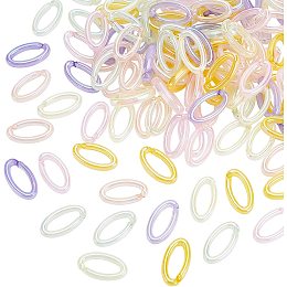 Pandahall Elite 120pcs 6 Colors Acrylic Open Linking Rings, Frosted Transparent Quick Link Connectors Curb Chains Rings for Summer Earring Necklace Jewelry Craft Making Eyeglass Purse Shoe Chain