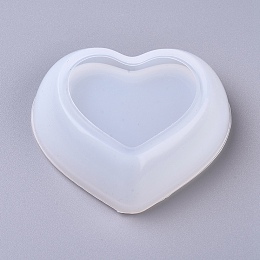 Honeyhandy DIY Heart Dish Silicone Molds, Resin Casting Molds, For UV Resin, Epoxy Resin Jewelry Making, White, 72x83x25mm, Inner Size: 57x72mm and 41x51mm.