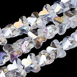 Honeyhandy Electroplate Glass Beads, AB Color Plated, Faceted, Butterfly, Clear AB, 12x14.5x7.5mm, Hole: 1mm