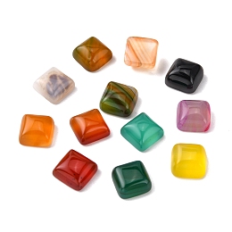 Honeyhandy Natural Agate Cabochons, Square, Mixed Color, 8x8x4mm