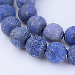 Honeyhandy Natural Lapis Lazuli Beads Strands, Round, Frosted, Dyed, 6~6.5mm, Hole: 1mm, about 63pcs/strand, 15.5 inch