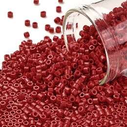 Honeyhandy Cylinder Seed Beads, Opaque Colours Luster, Uniform Size, Red, 2x1.5mm, Hole: 0.8mm, about 888pcs/10g