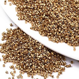 Honeyhandy 11/0 Grade A Glass Seed Beads, Cylinder, Uniform Seed Bead Size, Metallic Colours, Goldenrod, 1.5x1mm, Hole: 0.5mm, about 2000pcs/10g