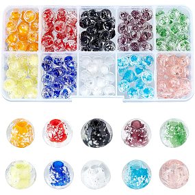 OLYCRAFT 200pcs Luminous Lampwork Beads 8mm Handmade Luminous Loose Beads Assorted Lampwork Beads Glow in The Dark for Bracelet Necklace Jewelry Making- 10 Colors