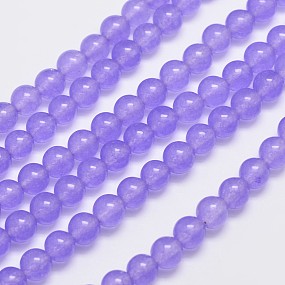Honeyhandy Natural & Dyed Malaysia Jade Bead Strands, Round, Medium Purple, 6mm, Hole: 0.8mm, about 64pcs/strand, 15 inch