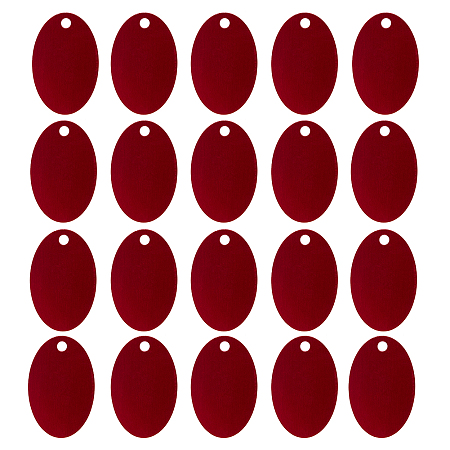 SUNNYCLUE Pet Aluminium Pendants, Stamping Blank Tag, Oval, Red, 38x25x1mm, Hole: 3.5mm