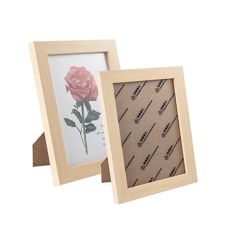 Solid Wood Photo Frames, Glass Display Pictures, for Tabletop Display Photo Frame, Rectangle, BurlyWood, 21x16x1.55mm; Inner Size: 17x12cm
