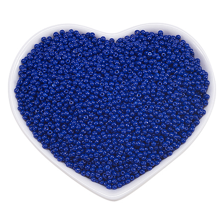 Ornaland Glass Seed Beads, Grade A, Baking Varnish, Opaque Colours, Round, Midnight Blue, 2x1.5mm, Hole: 0.7mm; about 11200pcs/bag